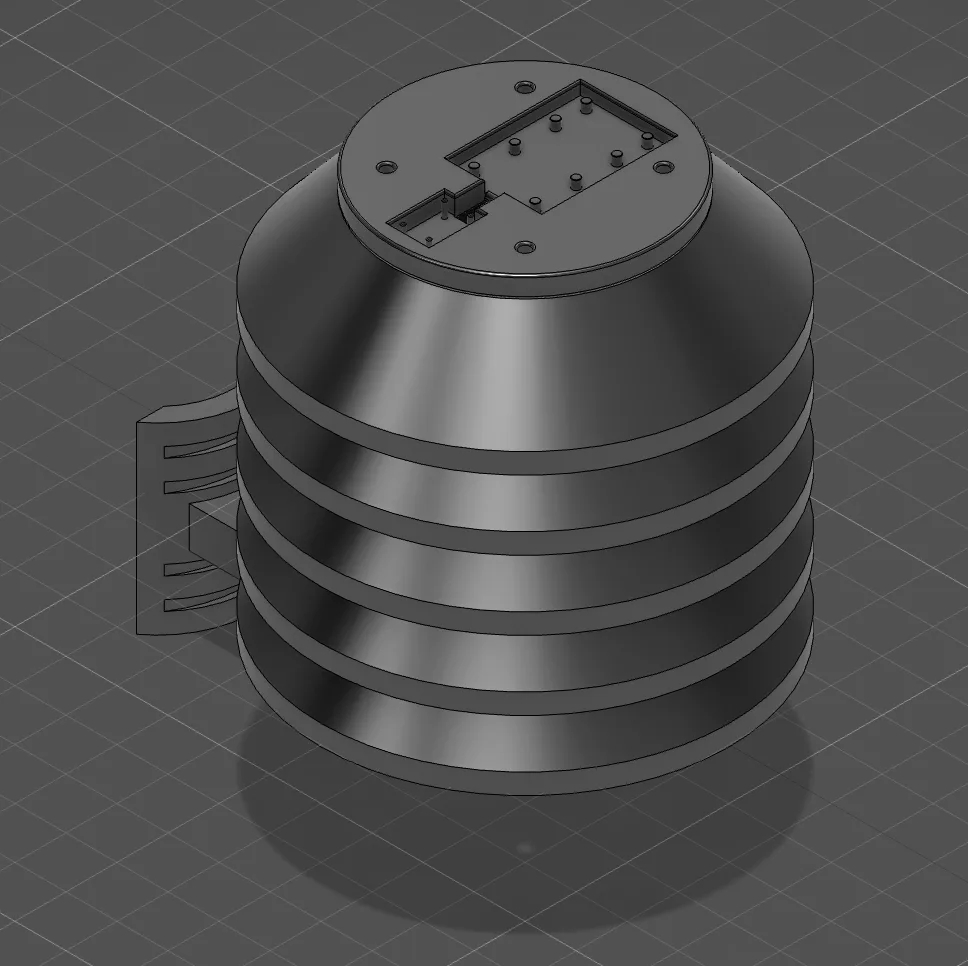 3D model of the radiation shield with louvres and mount